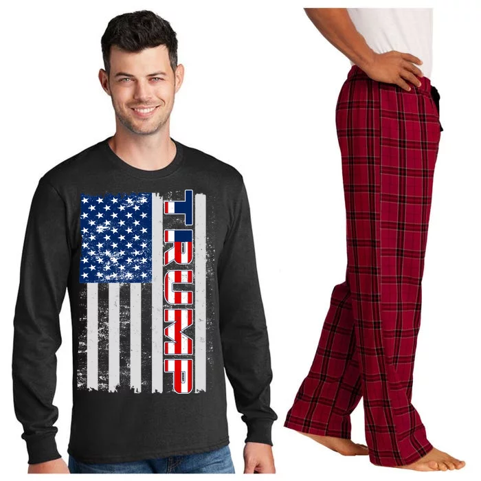 Trump Distressed USA Flag Long Sleeve Pajama Set