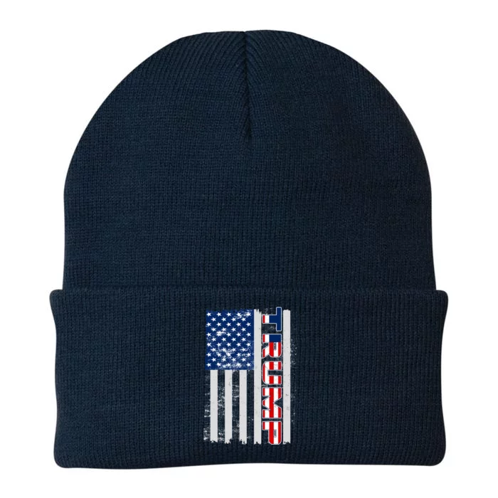 Trump Distressed USA Flag Knit Cap Winter Beanie