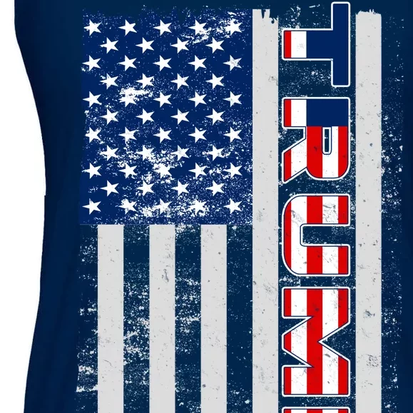 Trump Distressed USA Flag Ladies Essential Flowy Tank