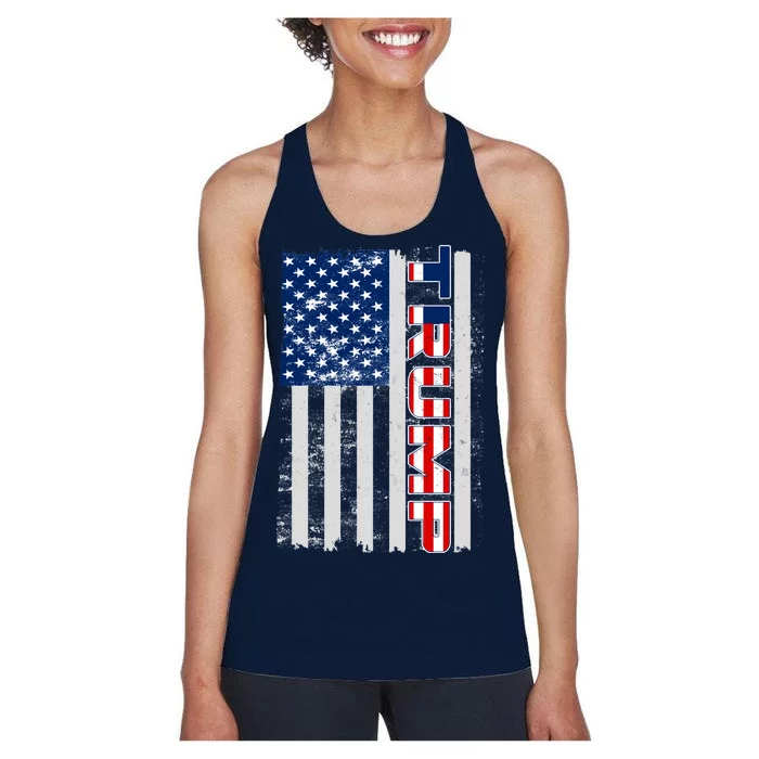 Trump Distressed USA Flag Women's Racerback Tank