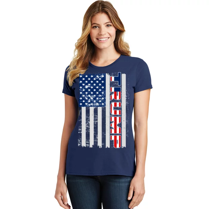 Trump Distressed USA Flag Women's T-Shirt