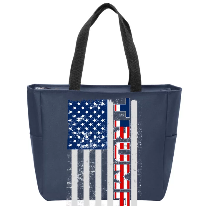 Trump Distressed USA Flag Zip Tote Bag