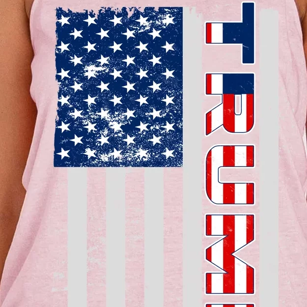 Trump Distressed USA Flag Women's Knotted Racerback Tank