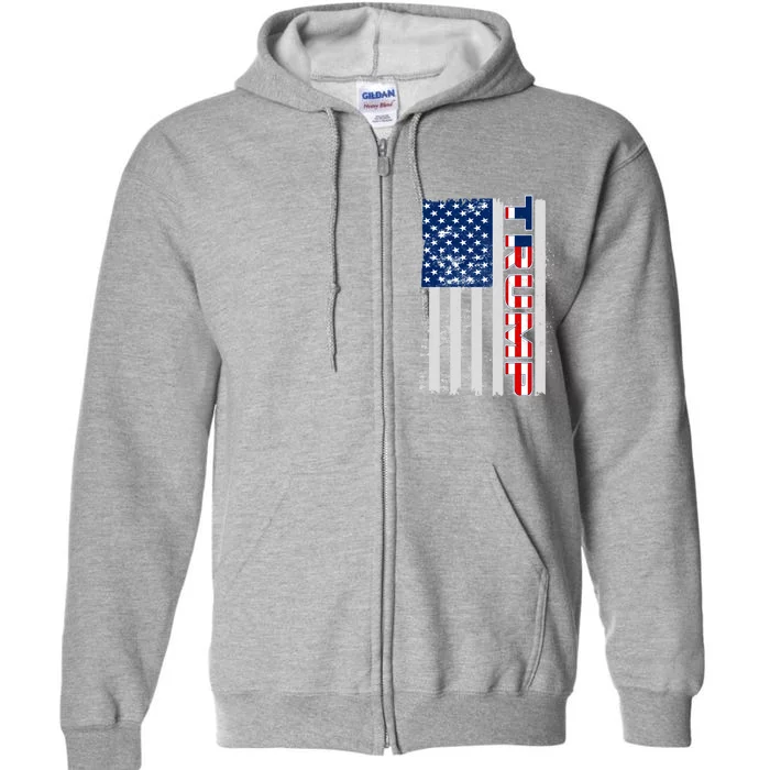 Trump Distressed USA Flag Full Zip Hoodie