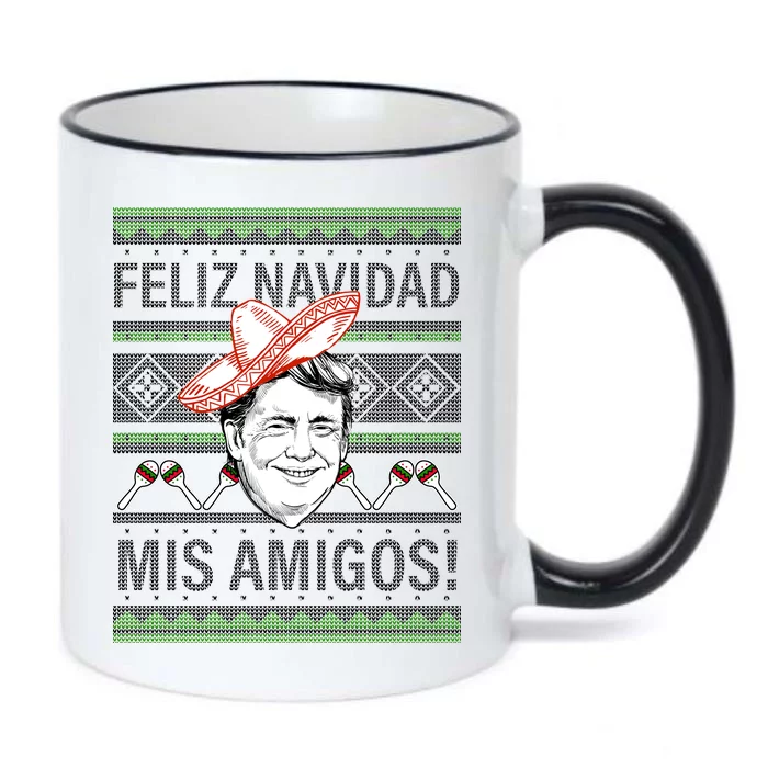 Trump Feliz Navidad Ugly Christmas Sweater Black Color Changing Mug