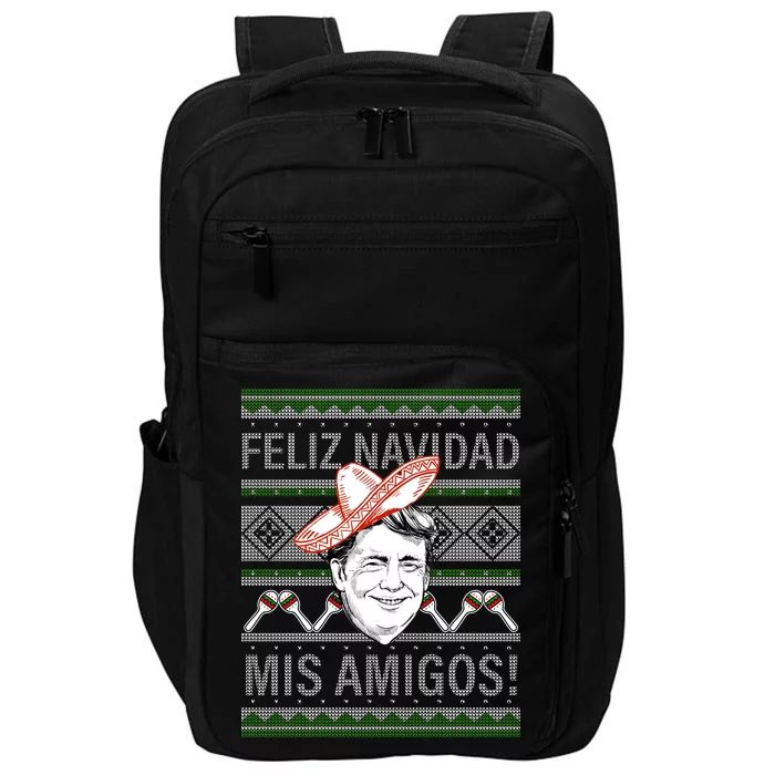 Trump Feliz Navidad Ugly Christmas Sweater Impact Tech Backpack