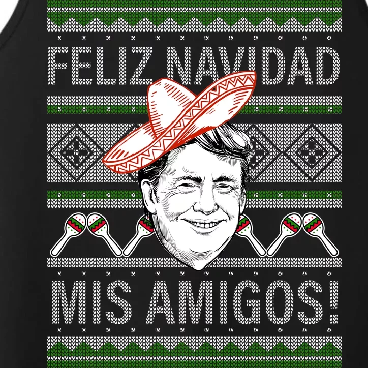 Trump Feliz Navidad Ugly Christmas Sweater Performance Tank