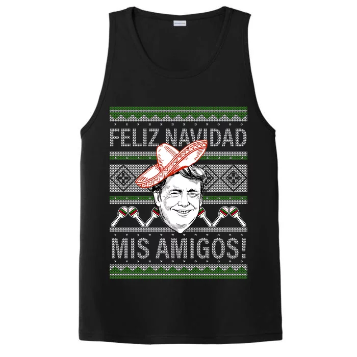 Trump Feliz Navidad Ugly Christmas Sweater Performance Tank