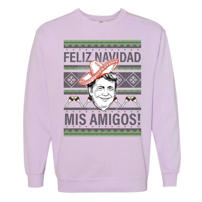 Trump Feliz Navidad Ugly Christmas Sweater Garment-Dyed Sweatshirt