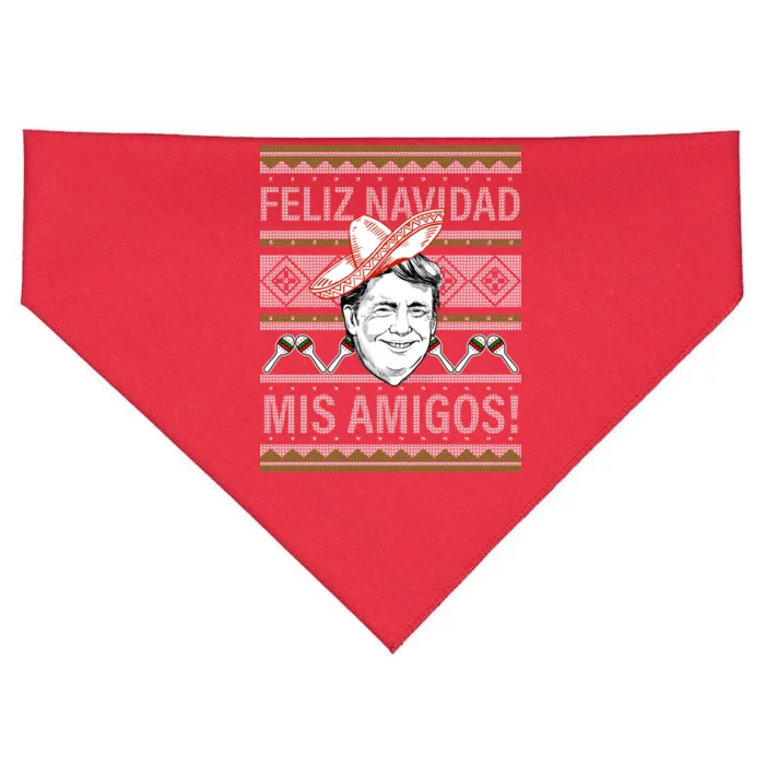 Trump Feliz Navidad Ugly Christmas Sweater USA-Made Doggie Bandana