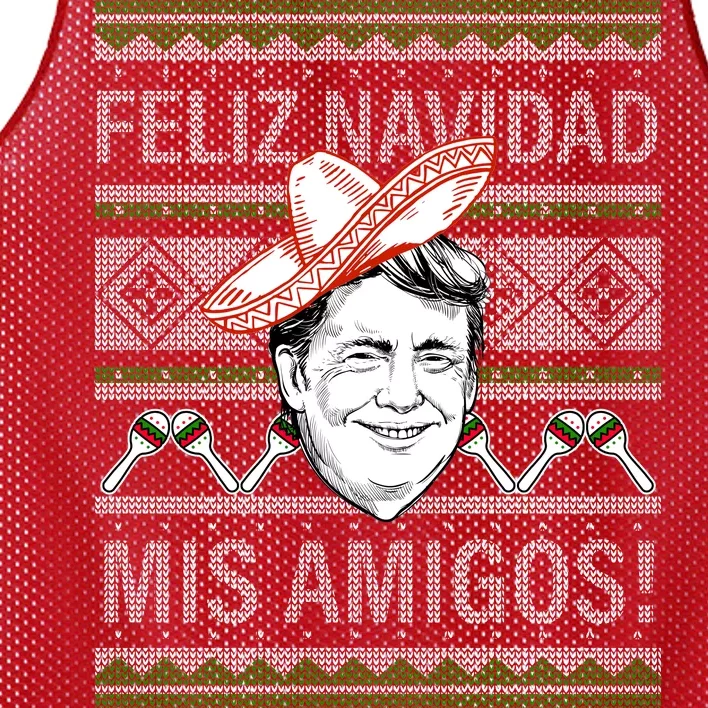 Trump Feliz Navidad Ugly Christmas Sweater Mesh Reversible Basketball Jersey Tank