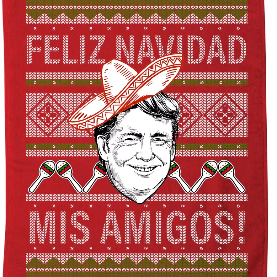 Trump Feliz Navidad Ugly Christmas Sweater Platinum Collection Golf Towel