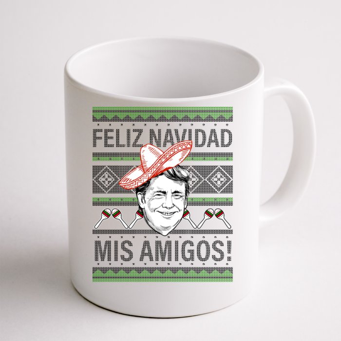 Trump Feliz Navidad Ugly Christmas Sweater Front & Back Coffee Mug