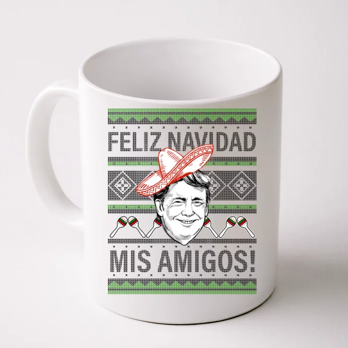 Trump Feliz Navidad Ugly Christmas Sweater Front & Back Coffee Mug