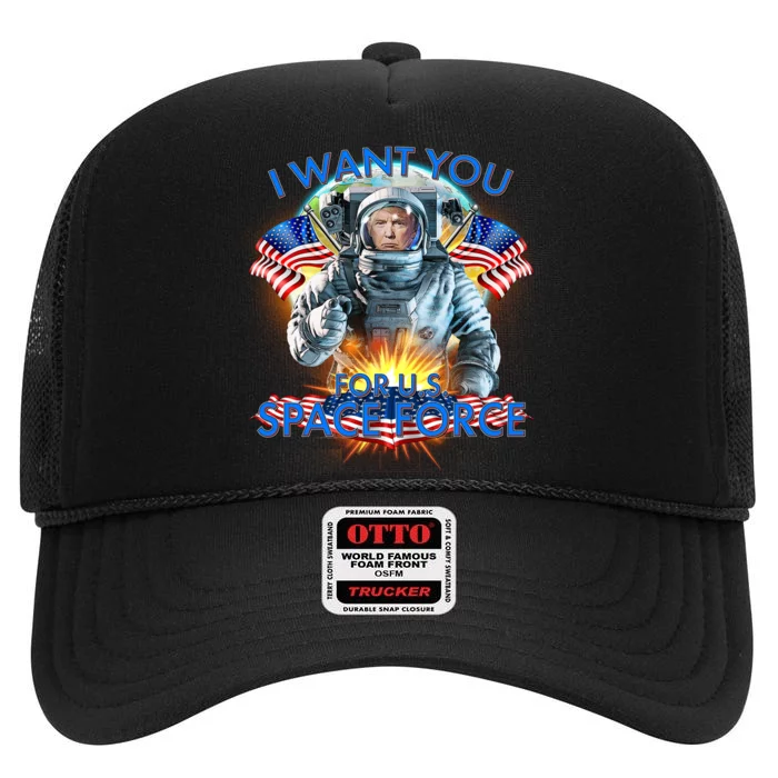 Trump I Want You For US Space Force High Crown Mesh Trucker Hat