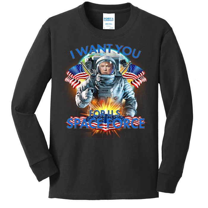 Trump I Want You For US Space Force Kids Long Sleeve Shirt