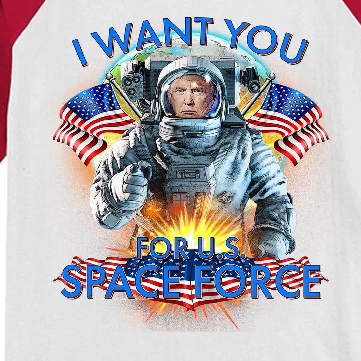 Trump I Want You For US Space Force Kids Colorblock Raglan Jersey