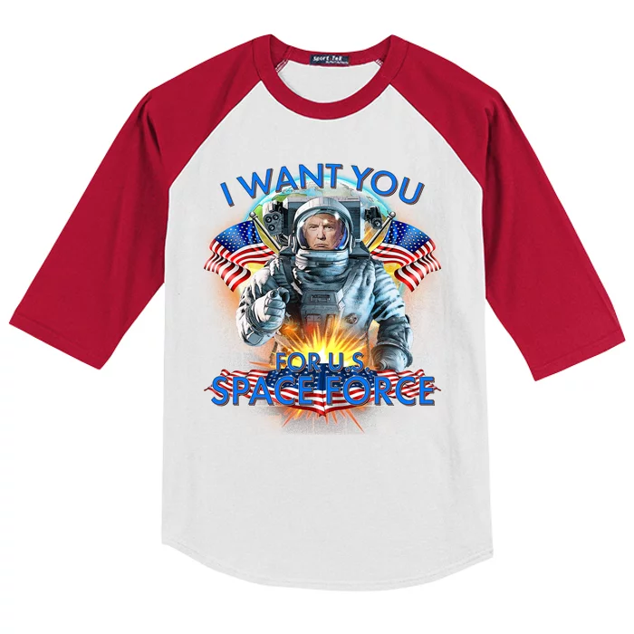 Trump I Want You For US Space Force Kids Colorblock Raglan Jersey