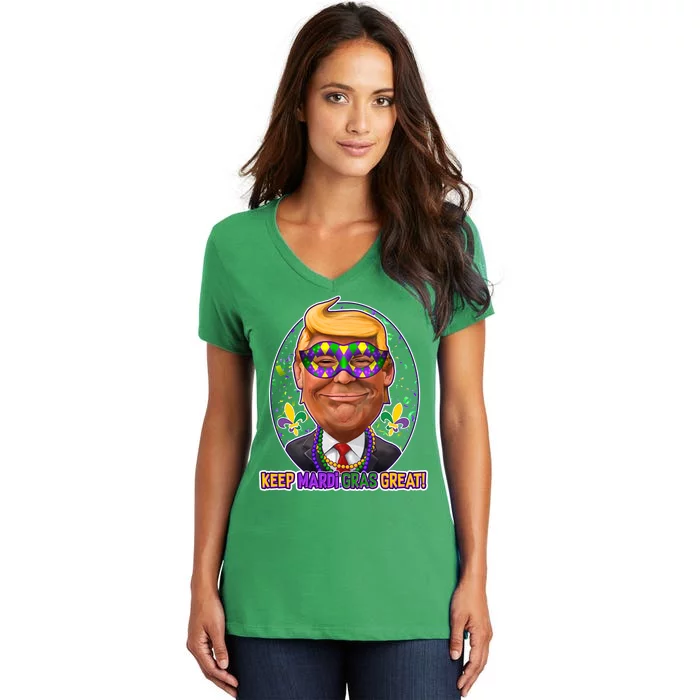 Trump Keep Mardi Gras Great Women's V-Neck T-Shirt