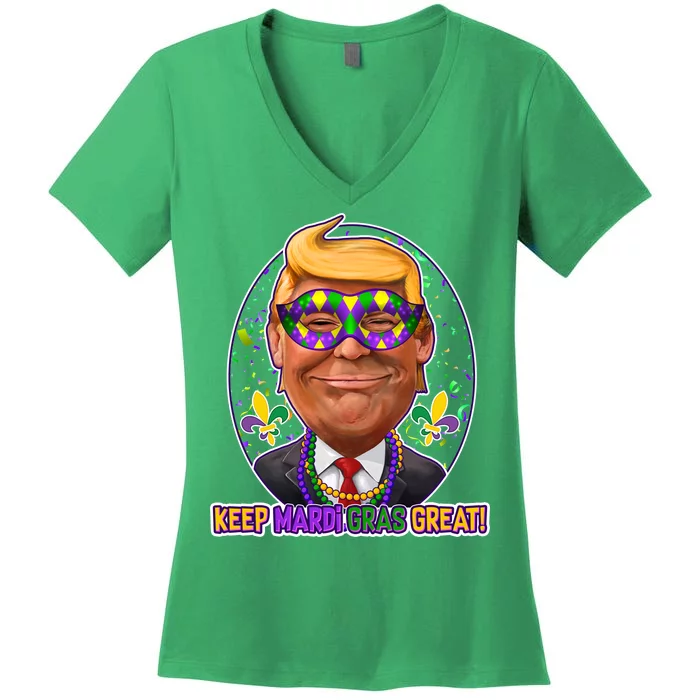 Trump Keep Mardi Gras Great Women's V-Neck T-Shirt