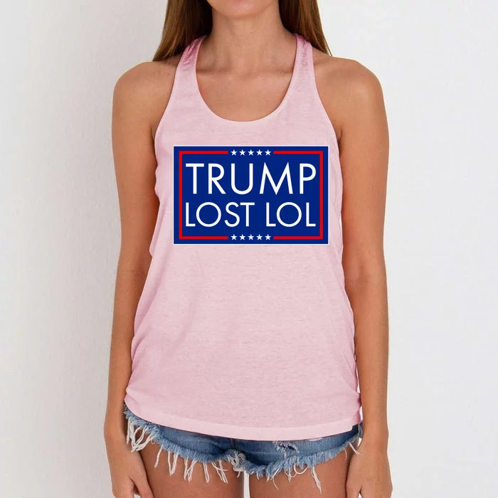 Trump Lost LOL logo Anti Trump Women's Knotted Racerback Tank