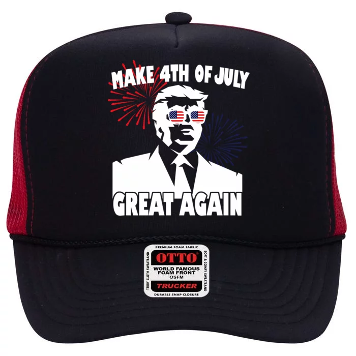 Trump Make 4th Of July Great Again High Crown Mesh Trucker Hat