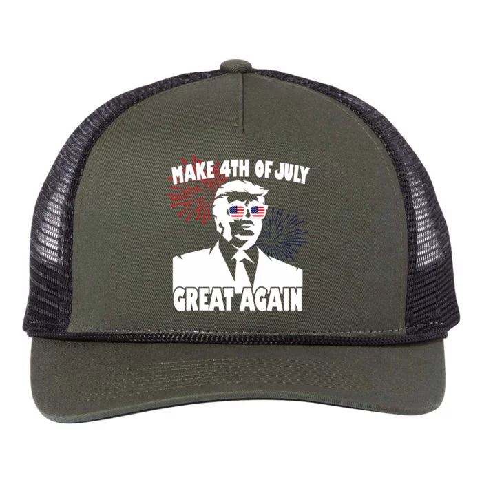 Trump Make 4th Of July Great Again Retro Rope Trucker Hat Cap