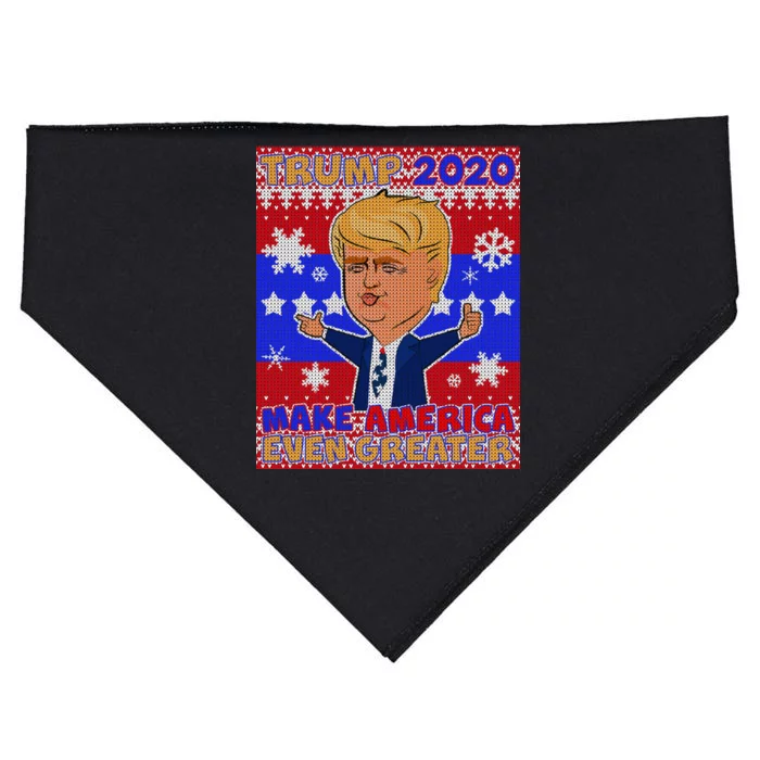 Trump Make America Even Greater Ugly Christmas Sweater USA-Made Doggie Bandana