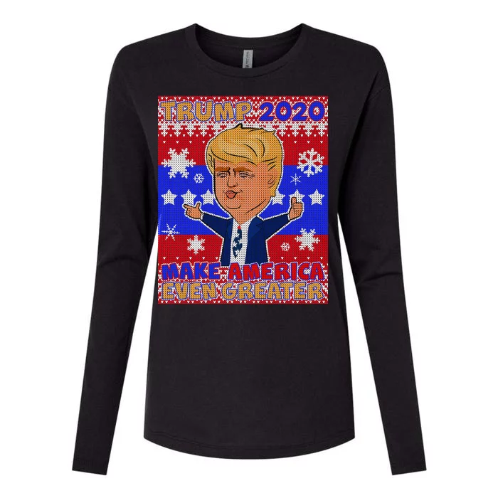 Trump Make America Even Greater Ugly Christmas Sweater Womens Cotton Relaxed Long Sleeve T-Shirt