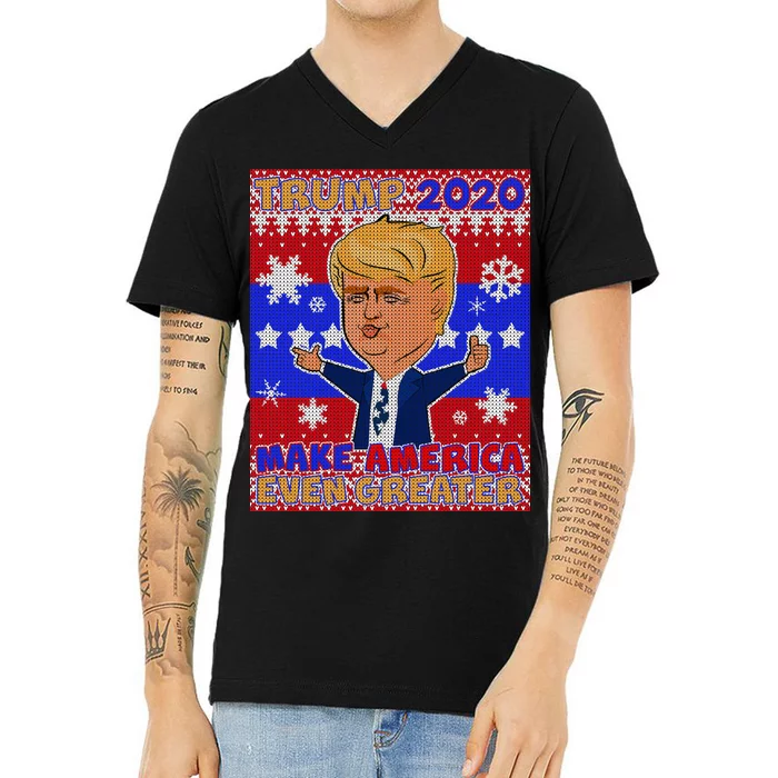 Trump Make America Even Greater Ugly Christmas Sweater V-Neck T-Shirt