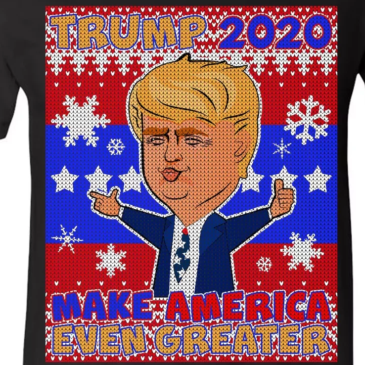 Trump Make America Even Greater Ugly Christmas Sweater V-Neck T-Shirt