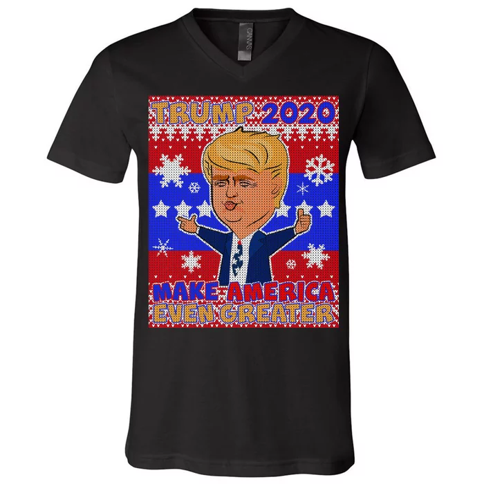 Trump Make America Even Greater Ugly Christmas Sweater V-Neck T-Shirt