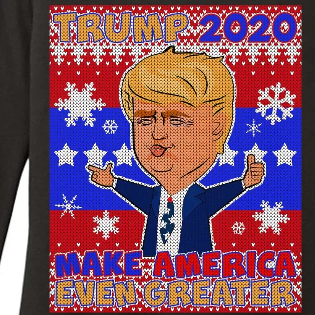 Trump Make America Even Greater Ugly Christmas Sweater Womens CVC Long Sleeve Shirt