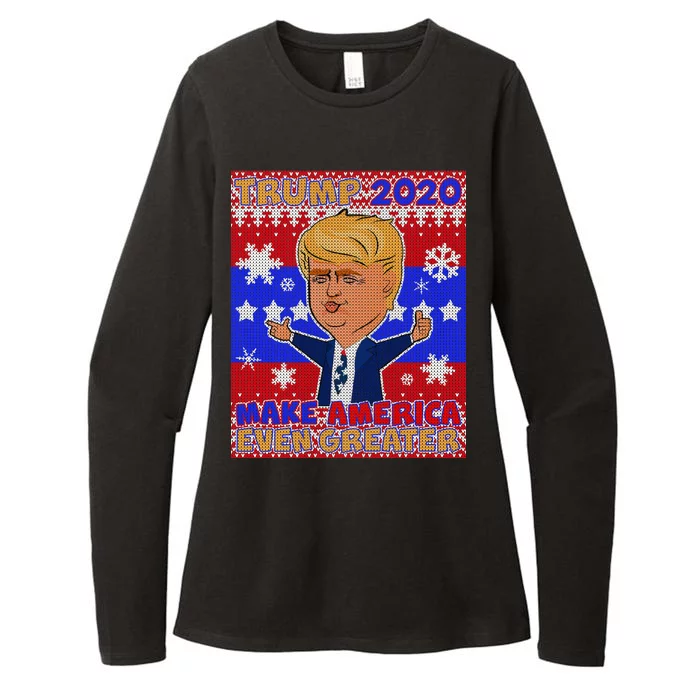 Trump Make America Even Greater Ugly Christmas Sweater Womens CVC Long Sleeve Shirt