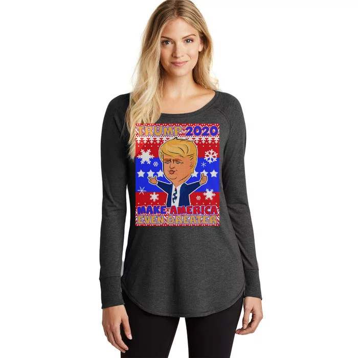 Trump Make America Even Greater Ugly Christmas Sweater Women's Perfect Tri Tunic Long Sleeve Shirt