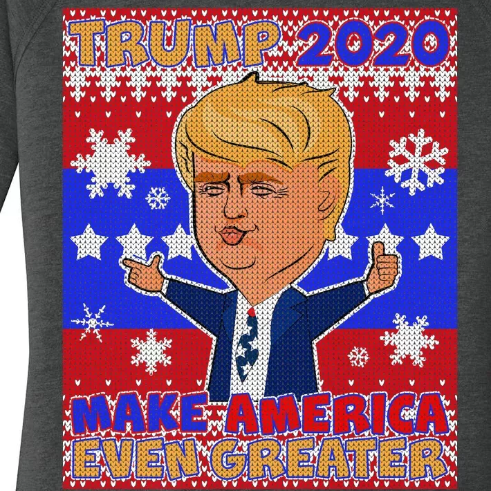 Trump Make America Even Greater Ugly Christmas Sweater Women's Perfect Tri Tunic Long Sleeve Shirt