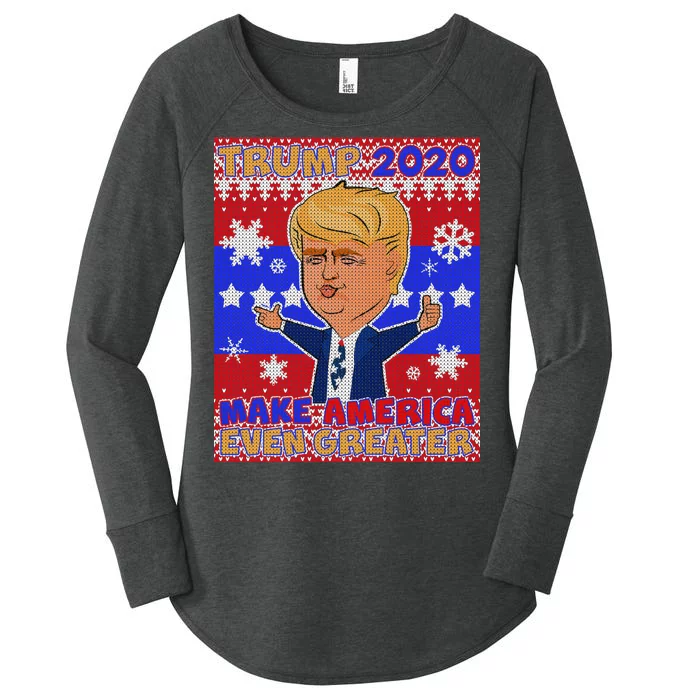 Trump Make America Even Greater Ugly Christmas Sweater Women's Perfect Tri Tunic Long Sleeve Shirt