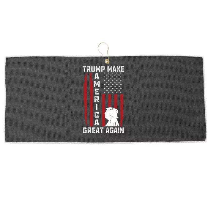 Trump Make America Great Again Distress Flag Large Microfiber Waffle Golf Towel