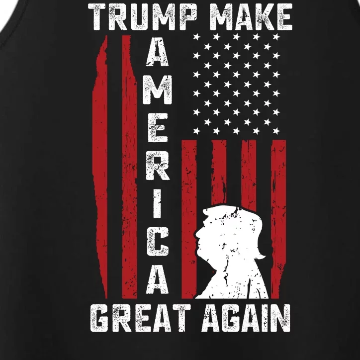 Trump Make America Great Again Distress Flag Performance Tank