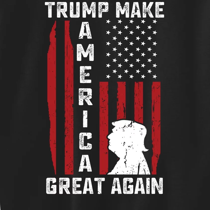 Trump Make America Great Again Distress Flag Kids Sweatshirt