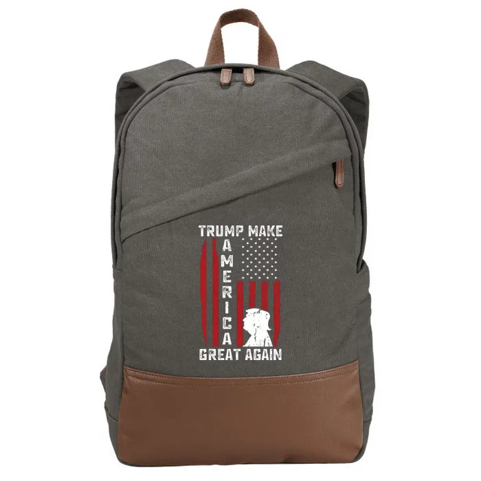 Trump Make America Great Again Distress Flag Cotton Canvas Backpack