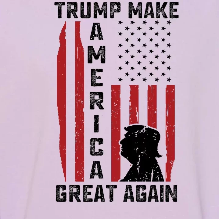 Trump Make America Great Again Distress Flag Garment-Dyed Sweatshirt