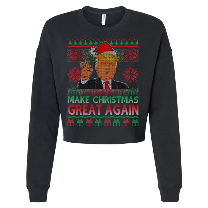 Trump Make Christmas Great Again Ugly Cropped Pullover Crew