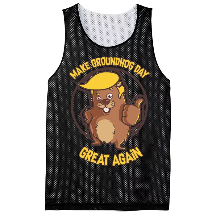 Trump Make Groundhog Day Great Again Mesh Reversible Basketball Jersey Tank