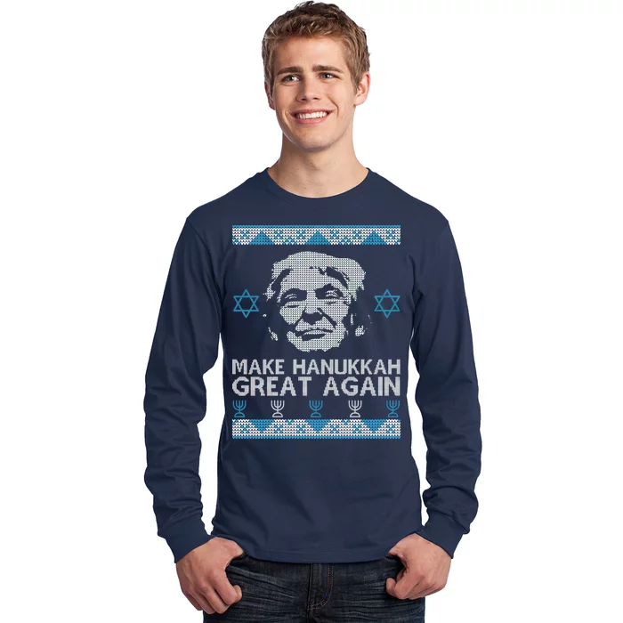 Trump Make Hanukkah Great Again Ugly Long Sleeve Shirt