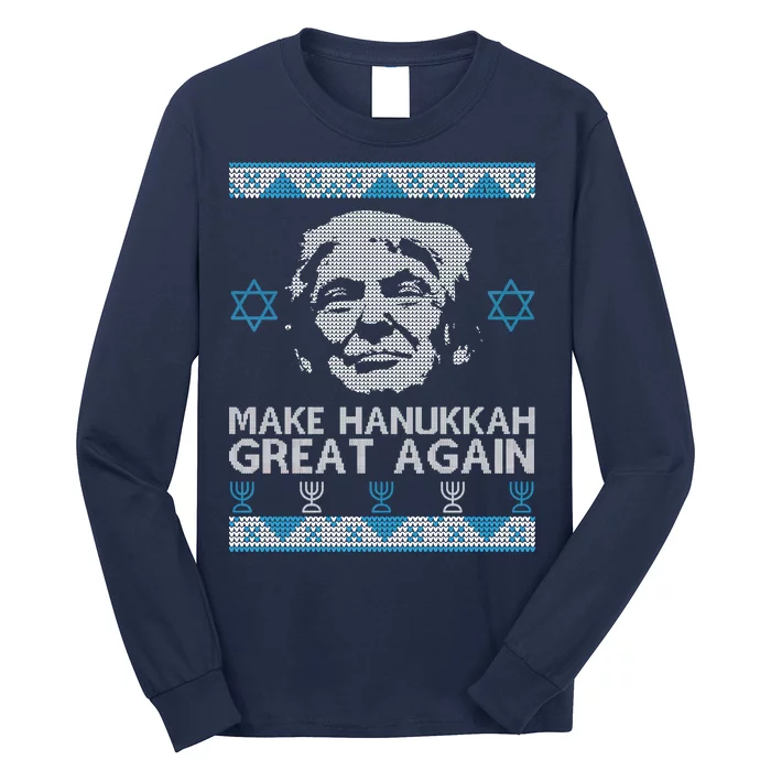 Trump Make Hanukkah Great Again Ugly Long Sleeve Shirt