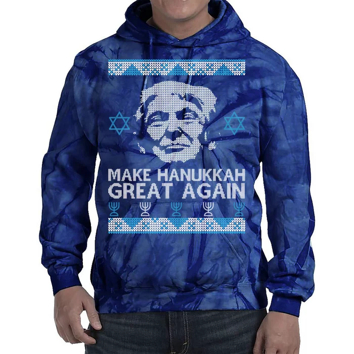 Trump Make Hanukkah Great Again Ugly Tie Dye Hoodie