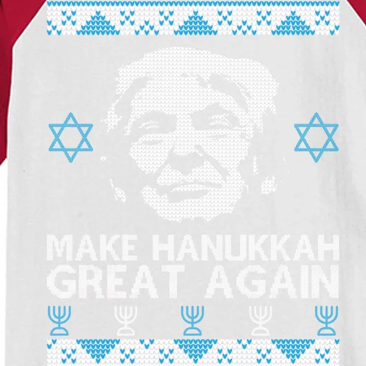 Trump Make Hanukkah Great Again Ugly Kids Colorblock Raglan Jersey