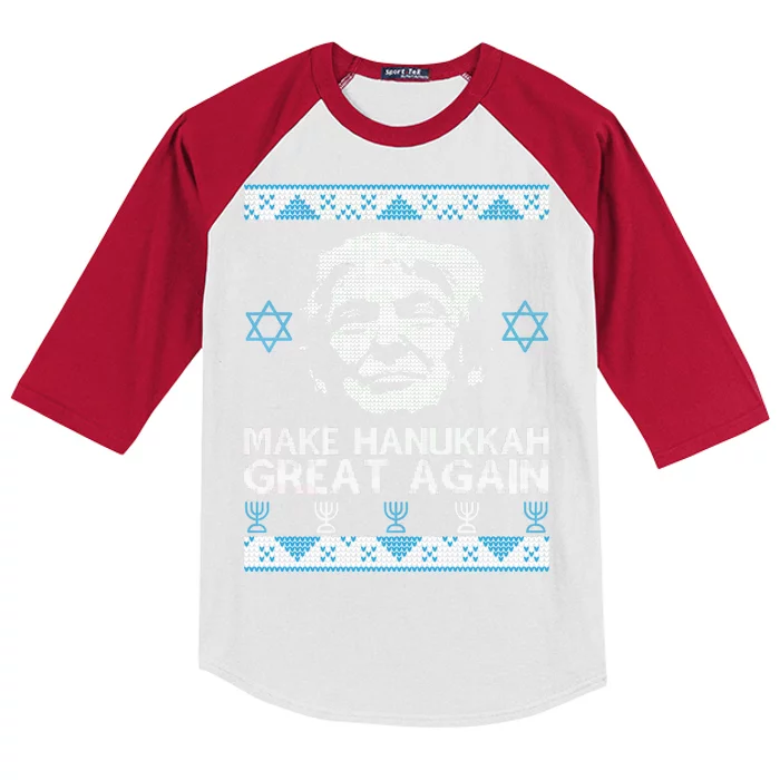 Trump Make Hanukkah Great Again Ugly Kids Colorblock Raglan Jersey