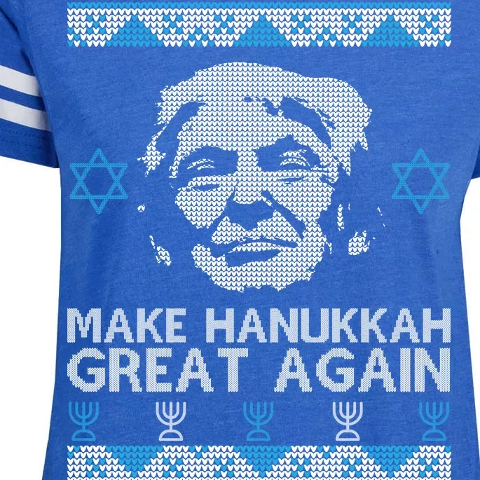 Trump Make Hanukkah Great Again Ugly Enza Ladies Jersey Football T-Shirt